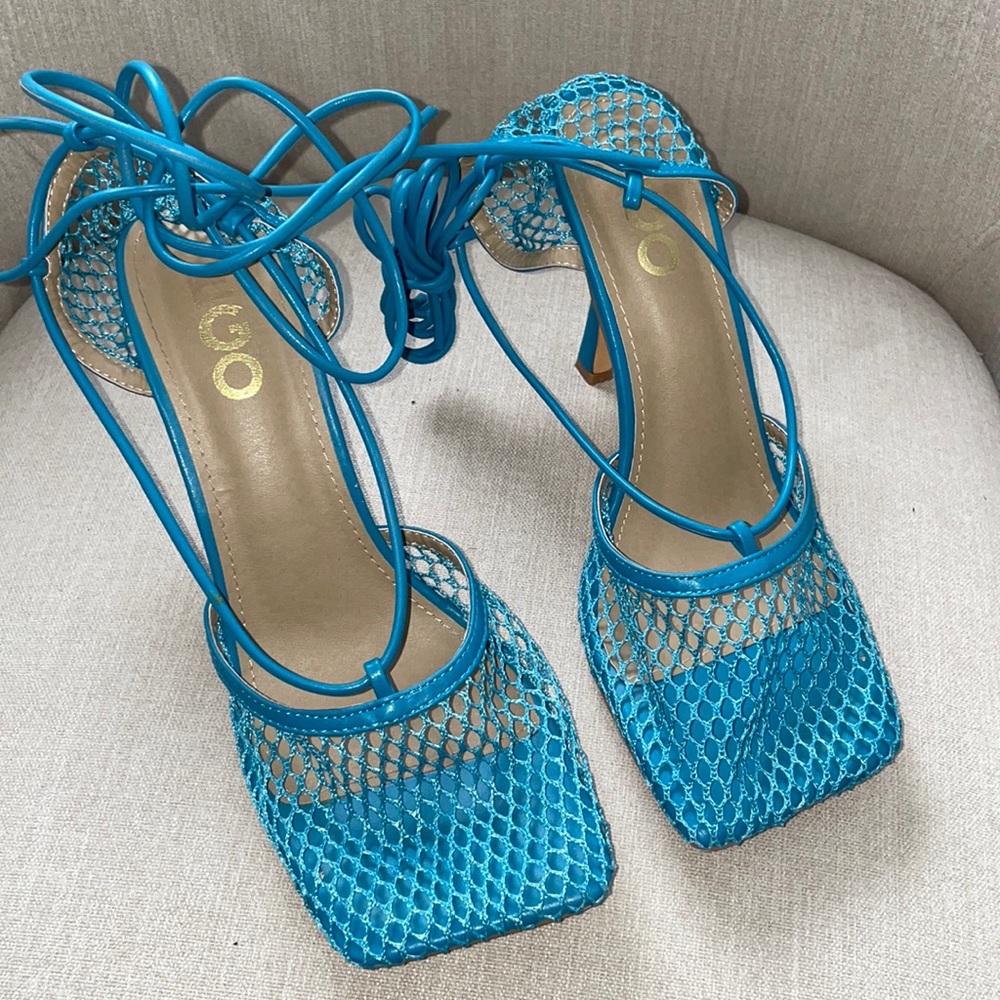 Ego Mesh Net Square Toe Heels